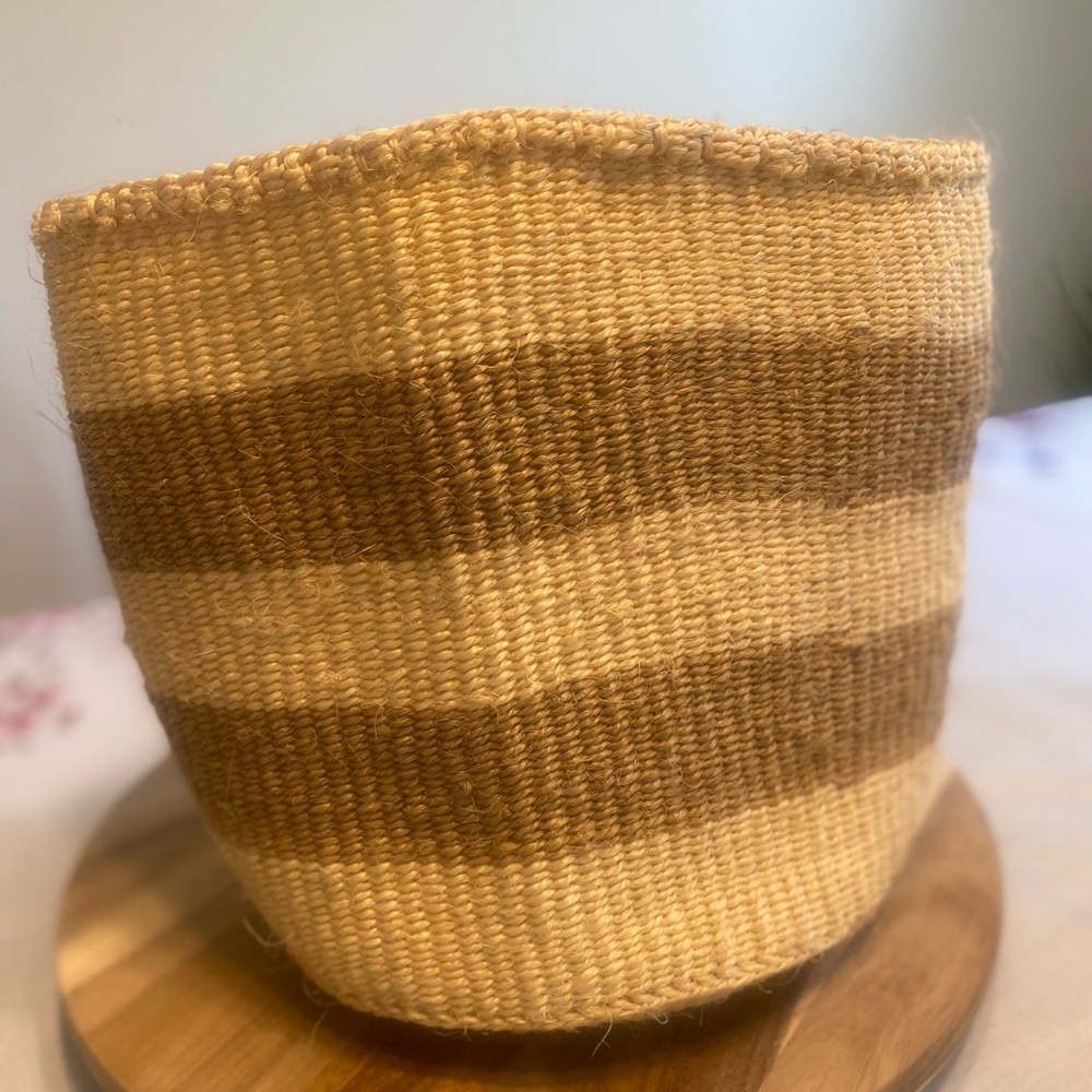 Handcrafted Tan and Brown Woven Basket